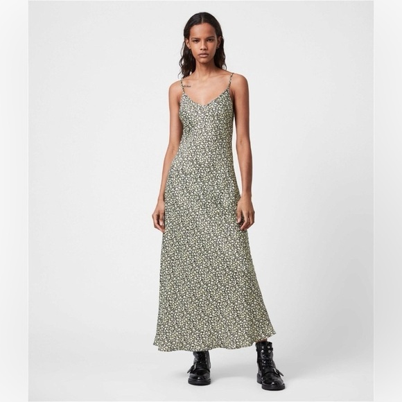 New! All Saints Bryony Ditsy Floral Print Slip Maxi Dress ✨ size 4 - Picture 4 of 9